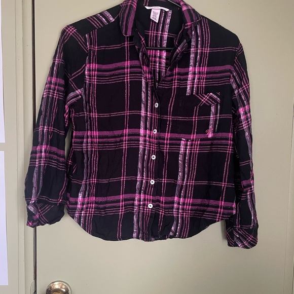 Victoria's Secret Plaid Pajama Set - Pink and Black Sz S - Picture 2 of 10